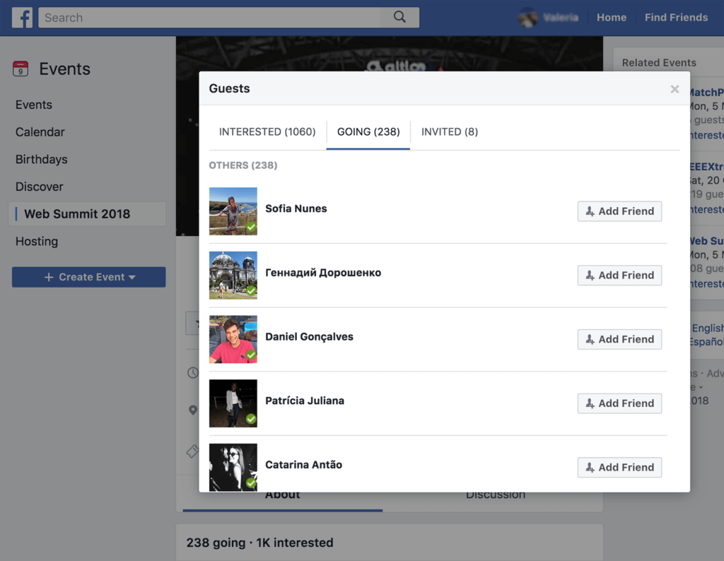 Facebook Event Attendees