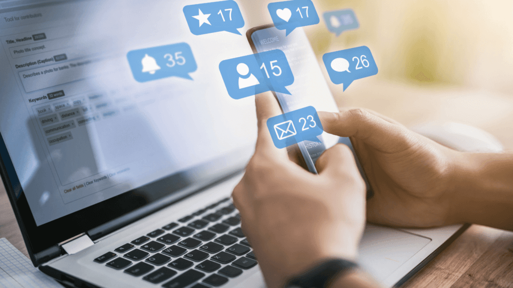 A person checking out social media marketing