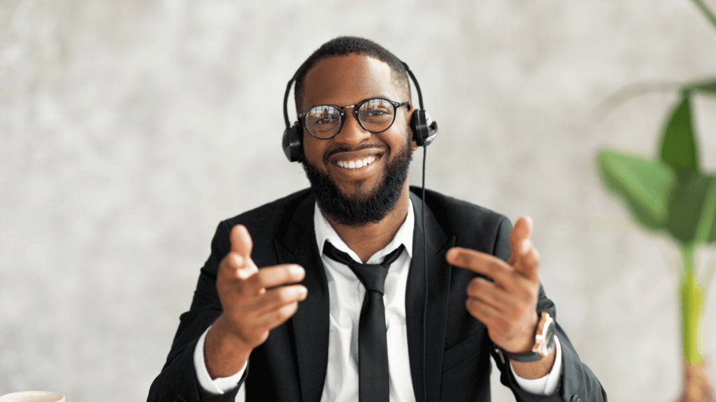 A sales professional listening to sales podcasts