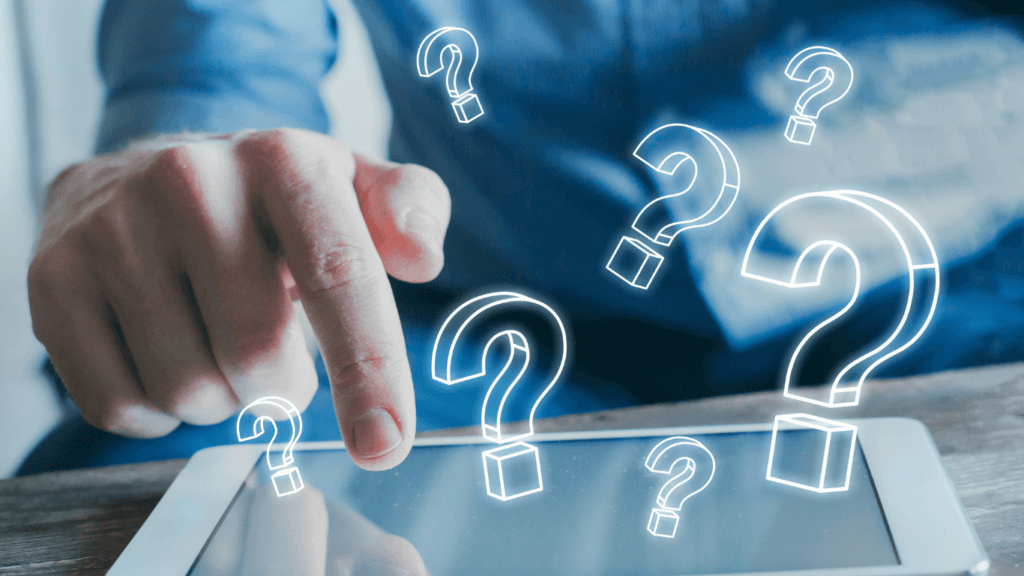 A sales representative crafting questions