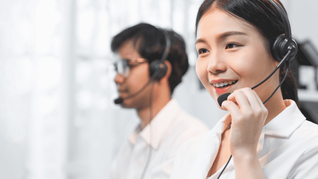 Sales agent conducting cold calling exercises