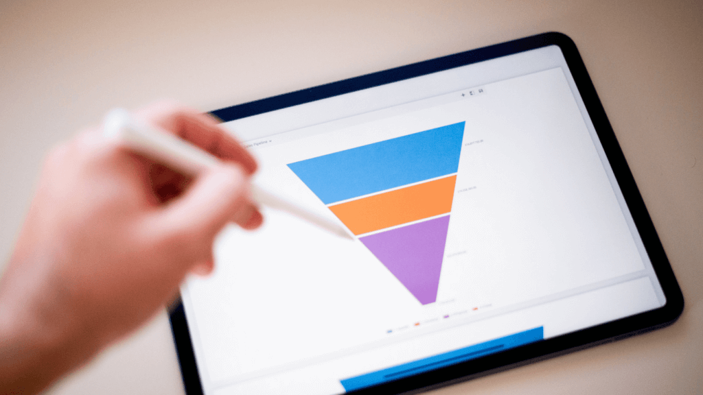 A sales rep on the computer using a quality sales tracking platform to track sales, monitor sales activities, manage the sales funnel, and even conduct pipeline management