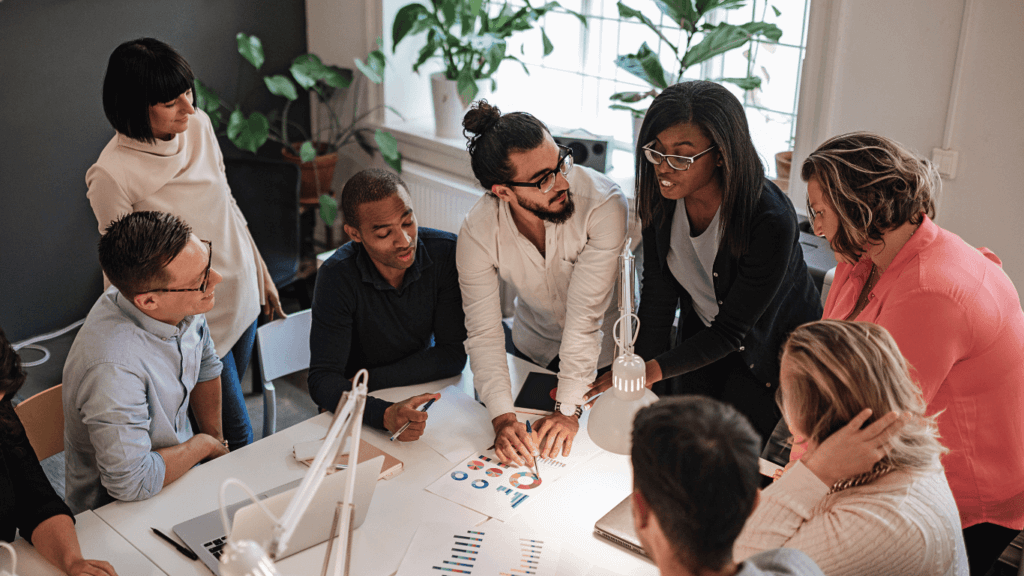Sales and marketing teams in a heated discussion