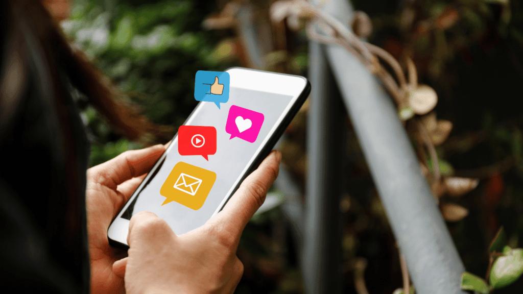 Computer desktop or cellphone screen showing various social media platforms