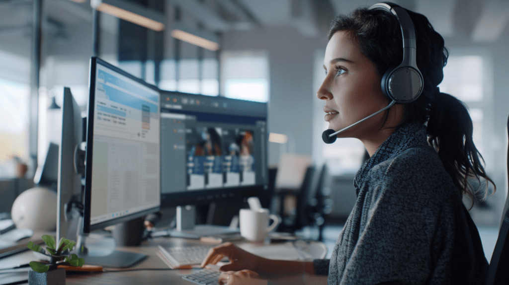 Virtual assistant smiling and looking confident