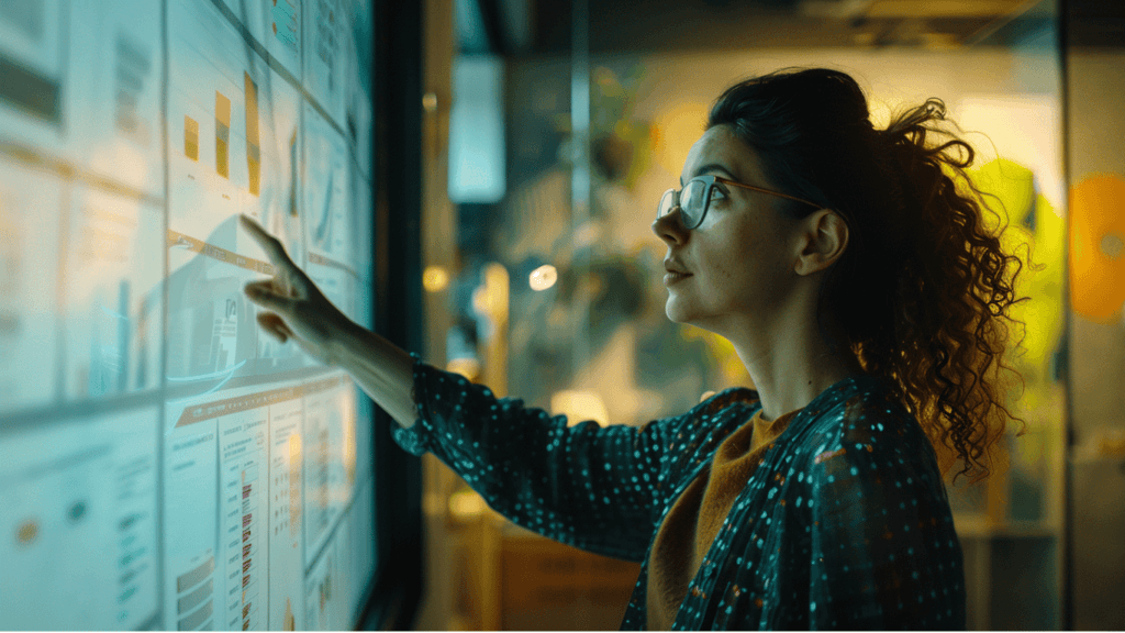 A content marketer looking at graphs and charts to assess their content strategy