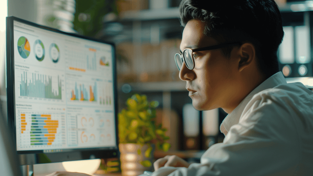 Remote employee or virtual assistant checking out email marketing statistics